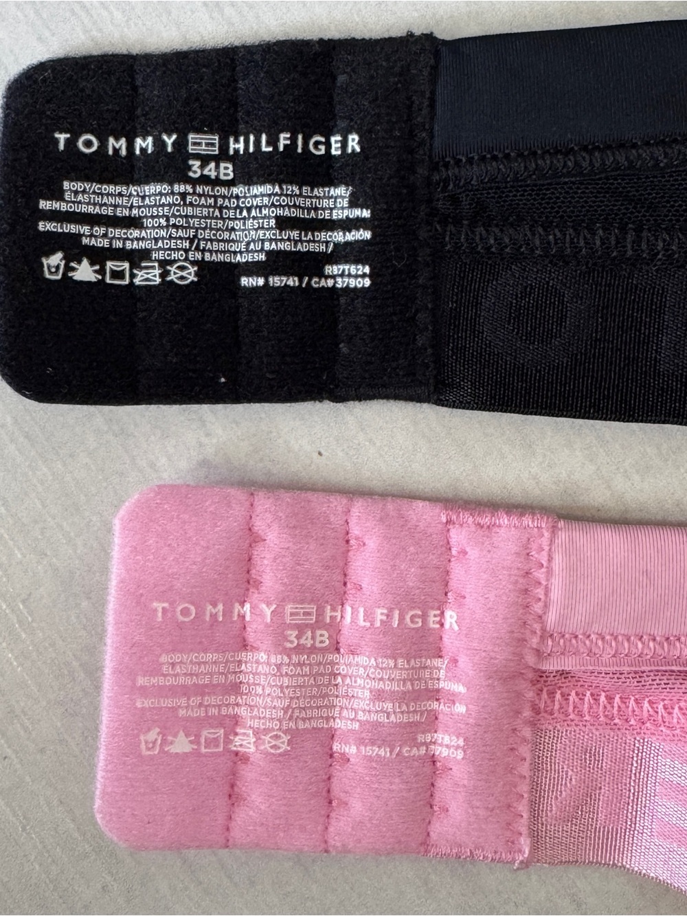 Tommy Hilfiger Women's T-Shirt Bras 34B Set of 2 Pink & Black NWT